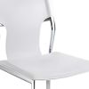 Set of Four White and Silver Metal and Leather Dining Side Chairs