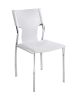 Set of Four White and Silver Metal and Leather Dining Side Chairs