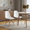 Set of Two White And Brown Heavy Duty Plastic Dining Side Chairs