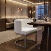 White and Silver Upholstered Fabric Wing Back Dining Arm Chair