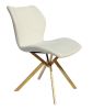 Set of Four White And Gold And White Faux Leather Dining Side Chairs