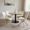 Set of Four White And Gold And White Faux Leather Dining Side Chairs