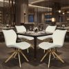 Set of Four White And Gold And White Faux Leather Dining Side Chairs