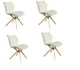 Set of Four White And Gold And White Faux Leather Dining Side Chairs