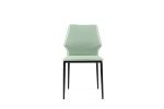 Set of Four Light Green And Black And Light Green Faux Leather Dining Side Chairs