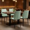 Set of Four Light Green And Black And Light Green Faux Leather Dining Side Chairs