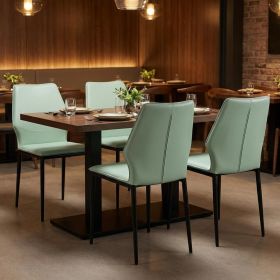 Set of Four Light Green And Black And Light Green Faux Leather Dining Side Chairs