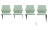 Set of Four Light Green And Black And Light Green Faux Leather Dining Side Chairs
