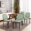 Set of Four Light Green And Black And Light Green Faux Leather Dining Side Chairs
