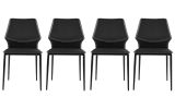 Set of Four Black Faux Leather And Heavy Duty Plastic Dining Side Chairs