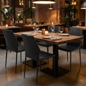Set of Four Black Faux Leather And Heavy Duty Plastic Dining Side Chairs