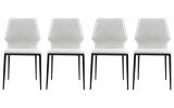 Set of Four White And Black Faux Leather And Heavy Duty Plastic Dining Side Chairs