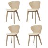 Set of Four Beige Heavy Duty Plastic Dining Side Chairs