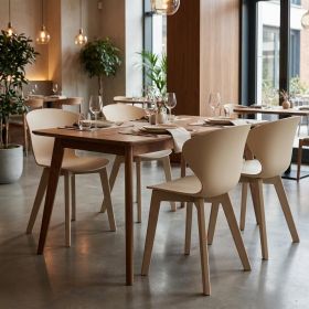 Set of Four Beige Heavy Duty Plastic Dining Side Chairs