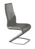 Set of Two Gray And Silver Faux Leather And Metal Dining Side Chairs