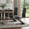 Set of Two Gray And Silver Faux Leather And Metal Dining Side Chairs