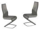 Set of Two Gray And Silver Faux Leather And Metal Dining Side Chairs