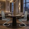 Set of Two Gray And Silver Faux Leather And Metal Dining Side Chairs