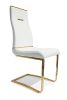 Set of Two White And Gold And White Faux Leather Dining Side Chairs