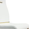 Set of Two White And Gold And White Faux Leather Dining Side Chairs