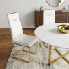 Set of Two White And Gold And White Faux Leather Dining Side Chairs