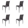Set of Four Gray Upholstered Faux Leather Dining Side Chairs
