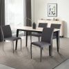 Set of Four Gray Upholstered Faux Leather Dining Side Chairs