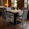 Set of Four Gray Upholstered Faux Leather Dining Side Chairs