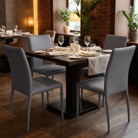 Set of Four Gray Upholstered Faux Leather Dining Side Chairs