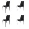 Set of Four Black Upholstered Faux Leather Dining Side Chairs