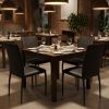 Set of Four Black Upholstered Faux Leather Dining Side Chairs