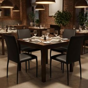 Set of Four Black Upholstered Faux Leather Dining Side Chairs
