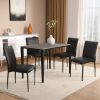 Set of Four Black Upholstered Faux Leather Dining Side Chairs