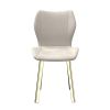 Set of Four Cream And Gold Fabric And Velvet And Metal Dining Side Chairs