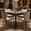Set of Four Cream And Gold Fabric And Velvet And Metal Dining Side Chairs