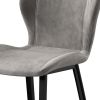 Set of Four Gray And Black Fabric And Velvet And Metal Dining Side Chairs