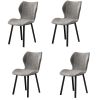 Set of Four Gray And Black Fabric And Velvet And Metal Dining Side Chairs