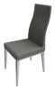 Set of Four Dark Gray And Silver Faux Leather And Wood Dining Side Chairs