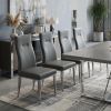 Set of Four Dark Gray And Silver Faux Leather And Wood Dining Side Chairs