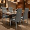 Set of Four Dark Gray And Silver Faux Leather And Wood Dining Side Chairs