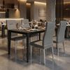 Set of Four Dark Gray And Silver Faux Leather And Wood Dining Side Chairs