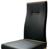 Set of Four Black and Gold Upholstered Faux Leather Dining Side Chairs