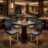 Set of Four Black and Gold Upholstered Faux Leather Dining Side Chairs