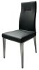 Set of Four Black And Silver Faux Leather And Stainless Steel Dining Side Chairs