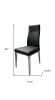 Set of Four Black And Silver Faux Leather And Stainless Steel Dining Side Chairs
