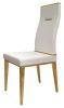 Set of Four White and Gold Upholstered Faux Leather Dining Side Chairs