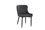 Set of Four Dark Gray And Black Tufted Faux Leather And Metal Geometric Print Dining Side Chairs