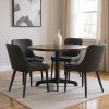 Set of Four Dark Gray And Black Tufted Faux Leather And Metal Geometric Print Dining Side Chairs