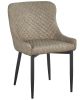 Set of Four Taupe And Black Tufted Faux Leather And Metal Geometric Print Dining Arm Chairs