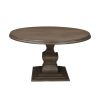 54" Brown Solid Wood Pedestal Base Round Top Dining Table